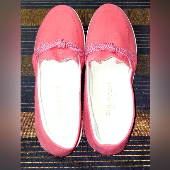 Gold Toe Women's Shoes Flats Size 6.5 Slip-On Canvas Dusty Rose Loafers - Picture 4 of 12